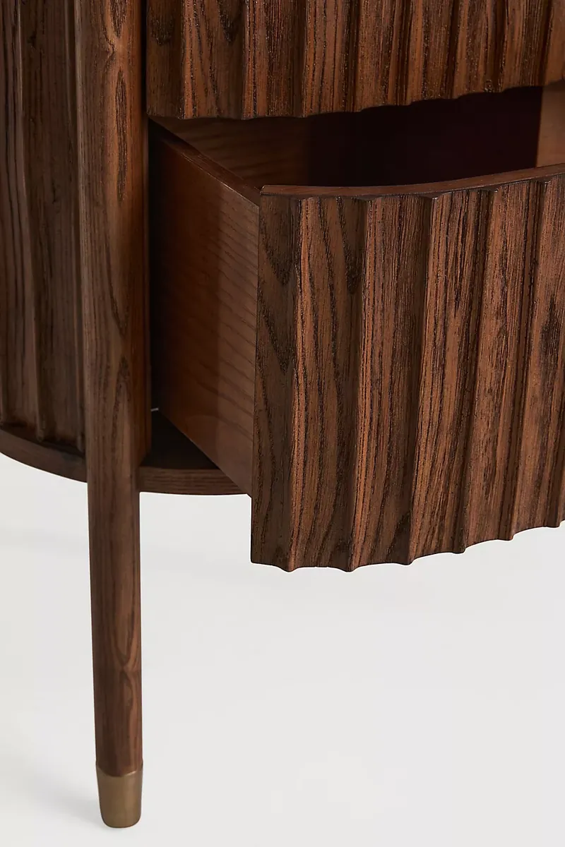 The Marble-Top Fluted-Wood Single-Bathroom Vanity