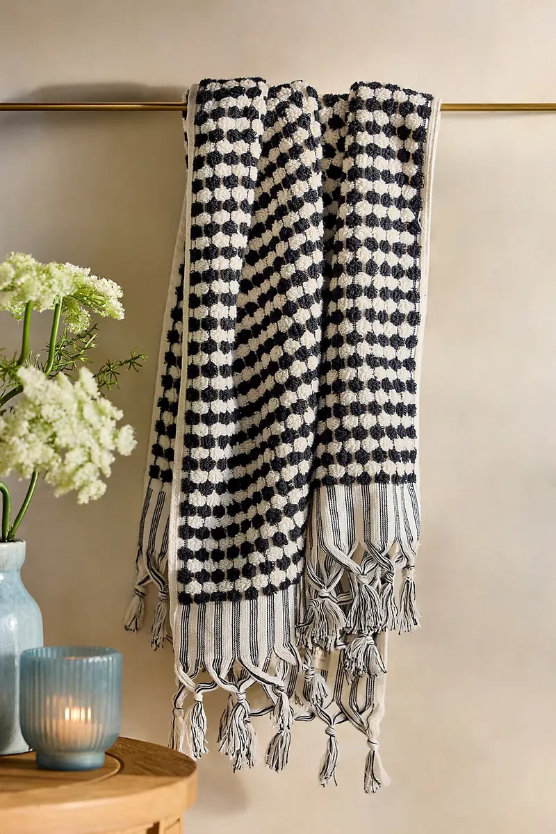 Two-Tone Textured Cotton Hand Towel