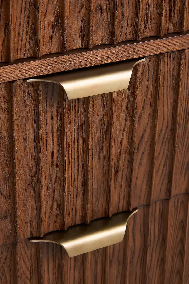The Marble-Top Fluted-Wood Single-Bathroom Vanity