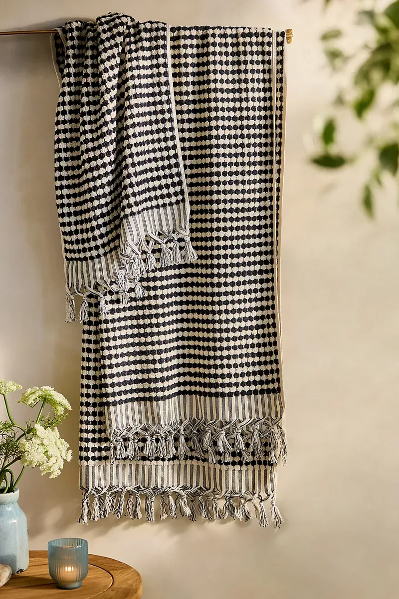 Two-Tone Textured Cotton Hand Towel