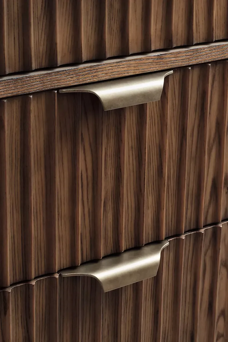 The Marble-Top Fluted-Wood Double-Bathroom Vanity