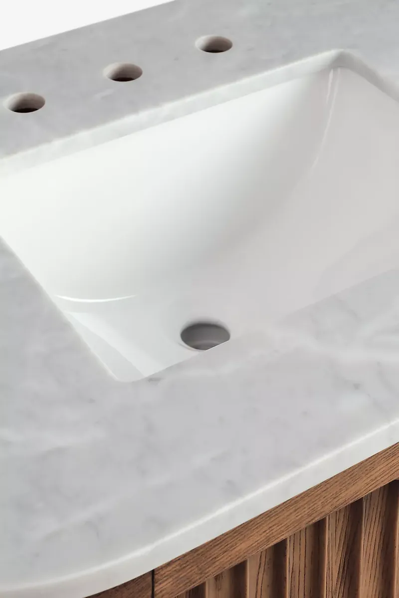 The Marble-Top Fluted-Wood Double-Bathroom Vanity